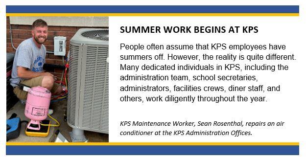 maintenance worker repairs air conditioner